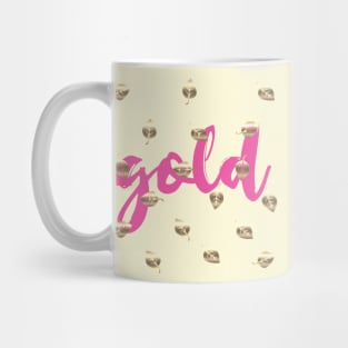 Gold Leaf Pattern Linen Look Mug